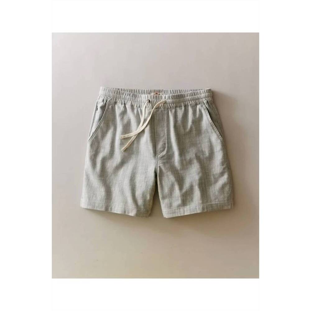 NEW MARINE LAYER men's saturday beach short in green stripe